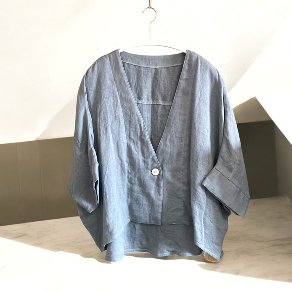 ボレロジャケット　ハーフリネン　ダブルガーゼ　シンプル 1枚目の画像