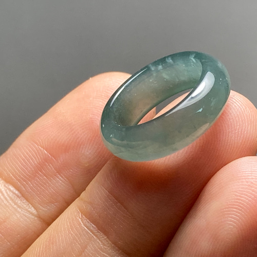 L12-222 ピンキーリング 氷種 青緑 4.5号 グアテマラ産 A貨 本翡翠