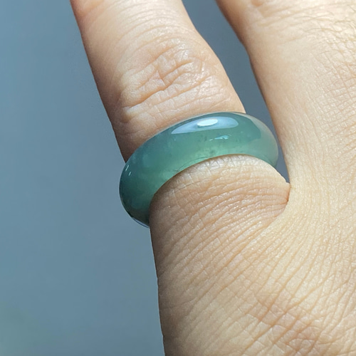 L12-222 ピンキーリング 氷種 青緑 4.5号 グアテマラ産 A貨 本翡翠