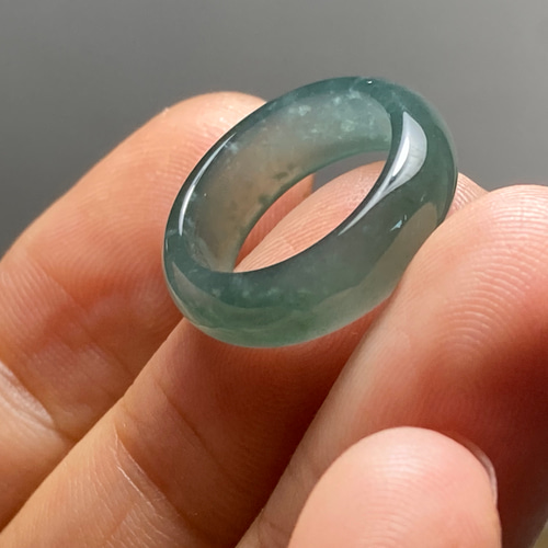 L12-222 ピンキーリング 氷種 青緑 4.5号 グアテマラ産 A貨 本翡翠