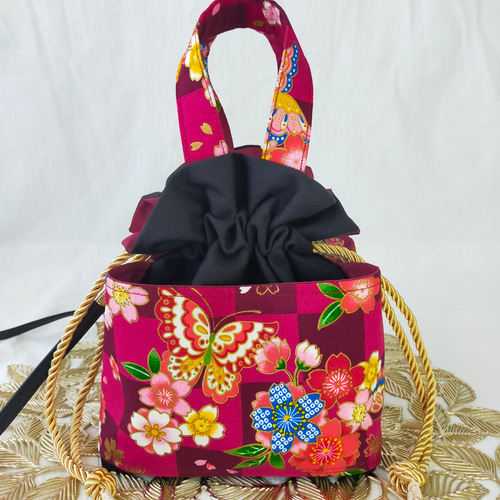 ハンドメイド 巾着袋 フリル巾着 女の子 花柄 ハンドメイド 巾着袋