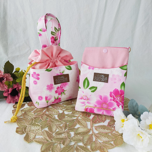 送料無料》蝶や桜の華やかな和柄巾着バッグ ハンドメイド 巾着