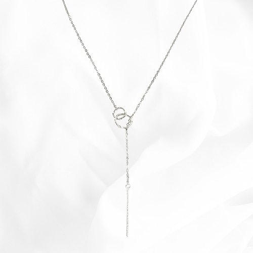 最高級鍍金 ダブルリングのラリエットネックレス ゴールド/シルバー