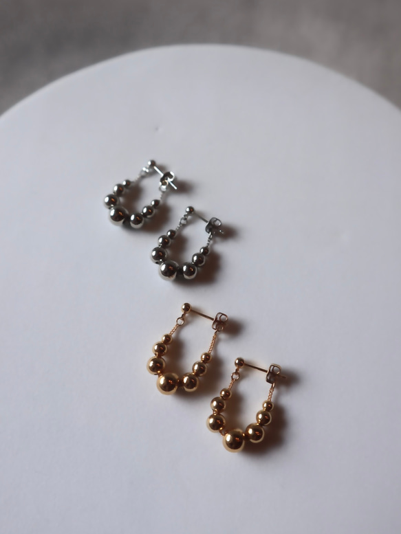 coco vanilla 《 Silver Bubble Hoop Pierce》（イヤリング）シルバー 8枚目の画像