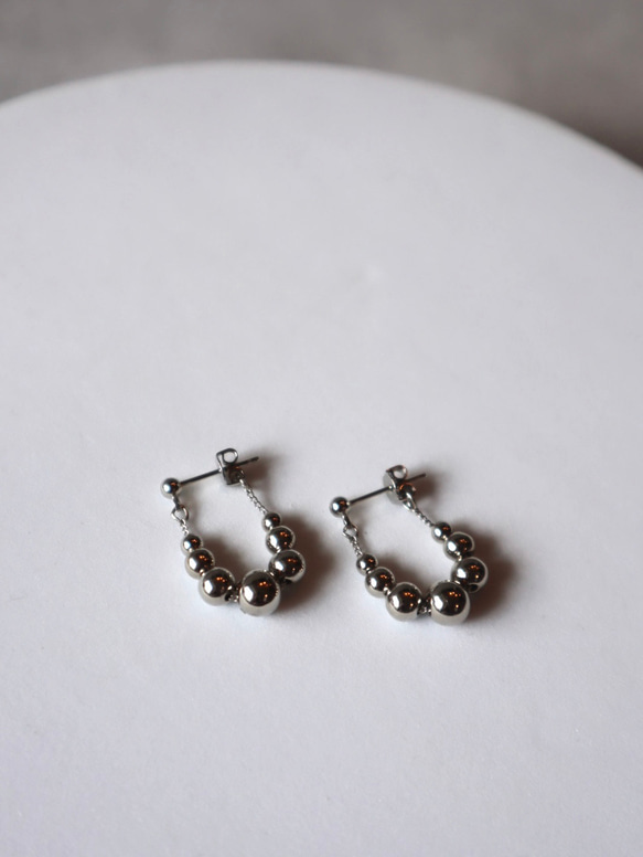 coco vanilla 《 Silver Bubble Hoop Pierce》（イヤリング）シルバー 7枚目の画像