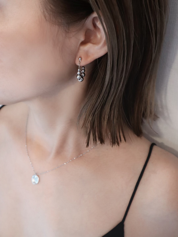 coco vanilla 《 Silver Bubble Hoop Pierce》（イヤリング）シルバー 4枚目の画像