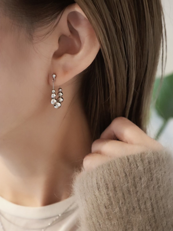coco vanilla 《 Silver Bubble Hoop Pierce》（イヤリング）シルバー 5枚目の画像