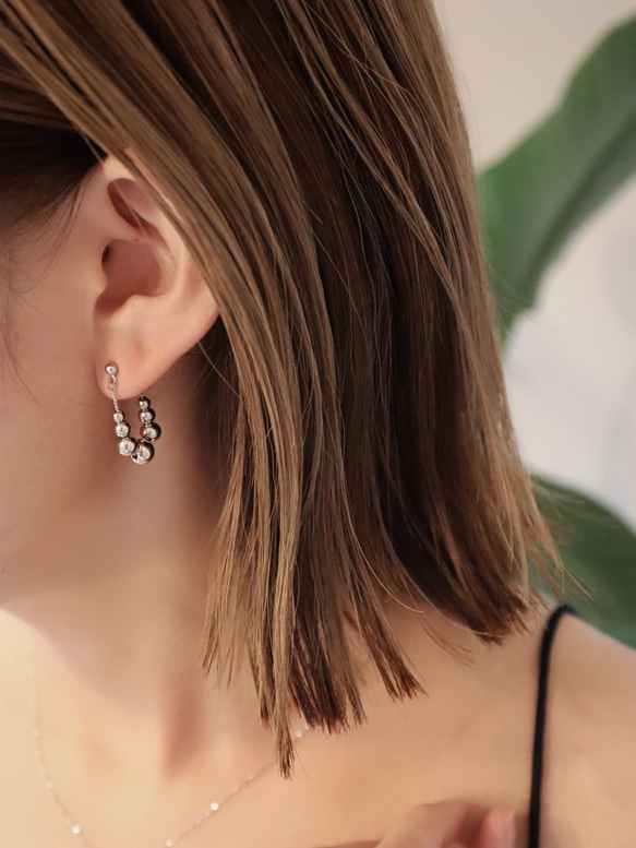 coco vanilla 《 Silver Bubble Hoop Pierce》（イヤリング）シルバー 3枚目の画像