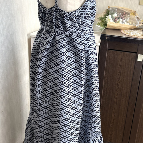 浴衣リメイク 注染 紺色 アザミ柄 ラッフル袖 ギャザーワンピース Amazon.co.jp: 浴衣リメイクワンピース袖フリルギャザー木綿着丈