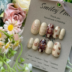 秋ネイル　ニュアンスネイル カフェオレ カフェラテ ネイルチップ ハンドメイド 111》カフェオレ カフェラテ バレンタイン ネイルチップ ニュアンス