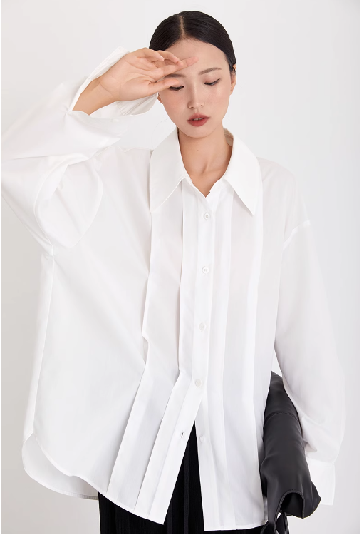 トップスの底にデザイン感シャツ春夏秋新作ゆったりとしたオールインワン上品シンプルガール