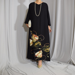 上品ワンピース, 黒留袖リメイク,ワンピース,上品な和モダンドレス