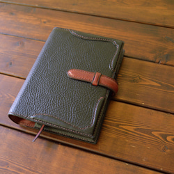 A6サイズ　システム手帳　イタリアンレザー　ハンドメイド システム手帳 A6サイズ イタリアンレザー ブラック×ワイン 手帳