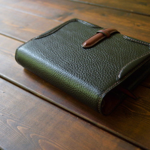 システム手帳 A6サイズ イタリアンレザー ブラック×ワイン 手帳