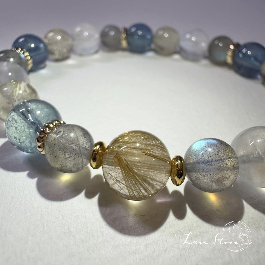 【ルチル×アクアマリン×リビアン】感情を整え導きを受け取る 天然石 ブレスレット 16,946円