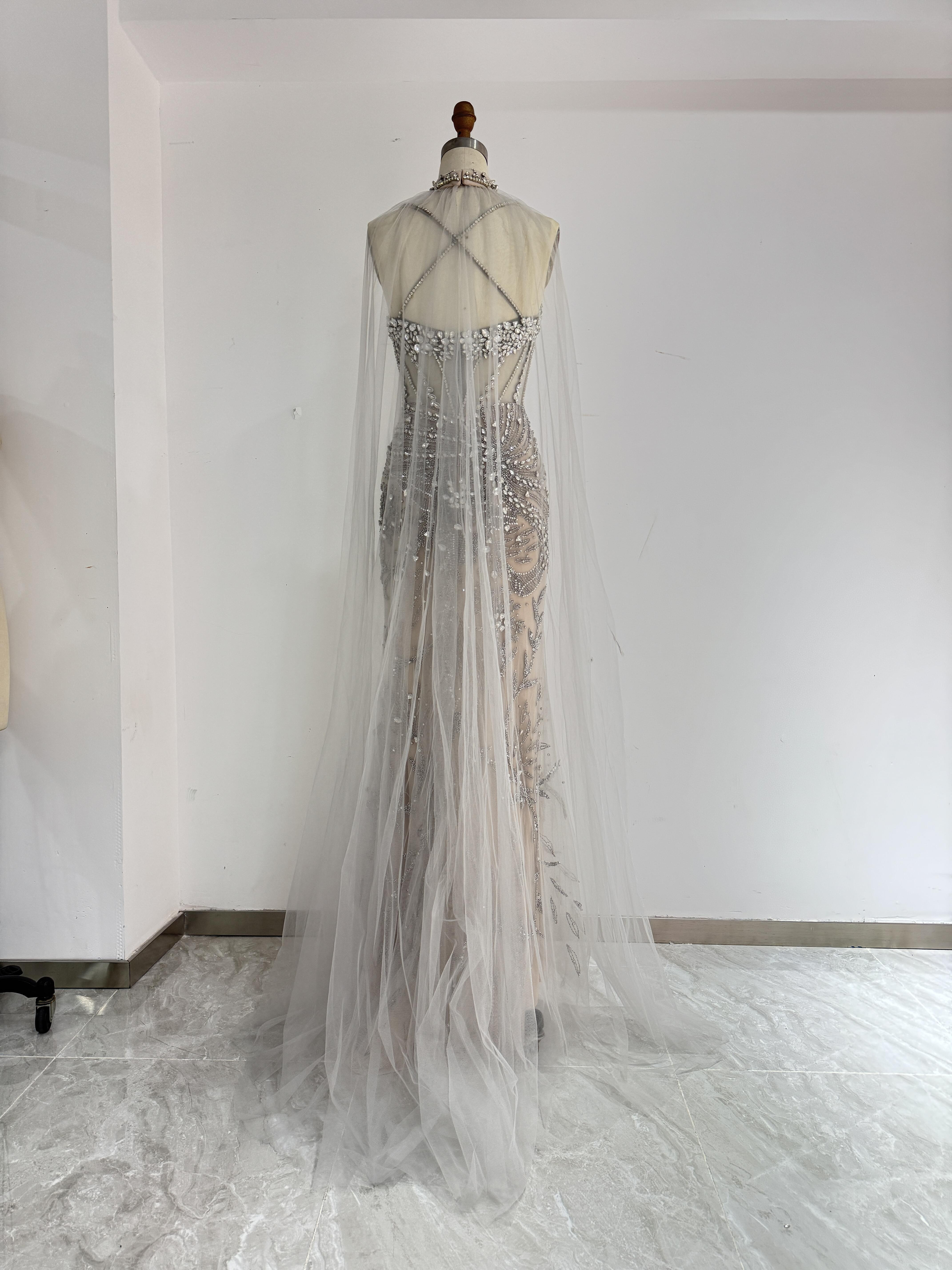 豪華　マーメイドドレス　おしゃれな　たっぷりなビジュー　憧れう　ファスナー袖なし　セクシー　音楽会前撮り本命ドレス制作