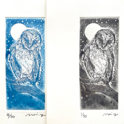 フクロウ版画 銅版画：フクロウ 版画 Mai.Yamashita 通販 19619642｜Creema(クリーマ