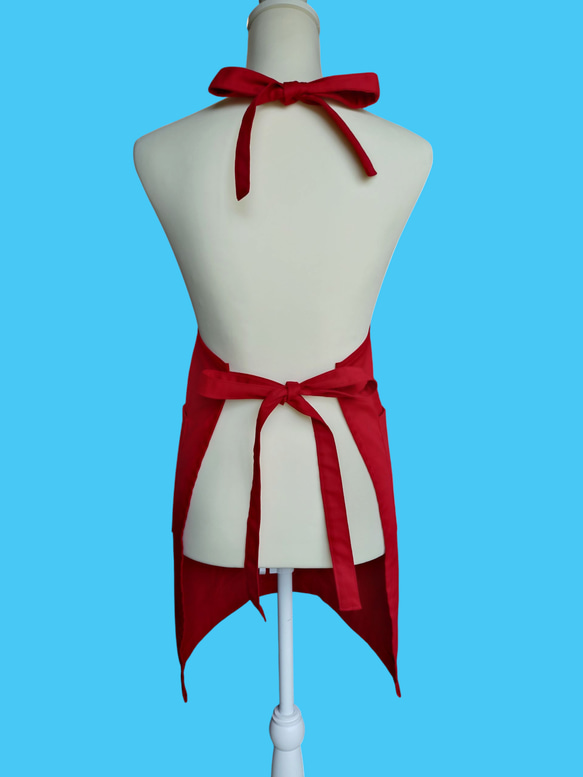 ひまわりとカブトムシのアップリケエプロン｜真夏のワンシーンを切り取った一枚｜大きめポケット付き・綿素材・選べるカラー 4枚目の画像