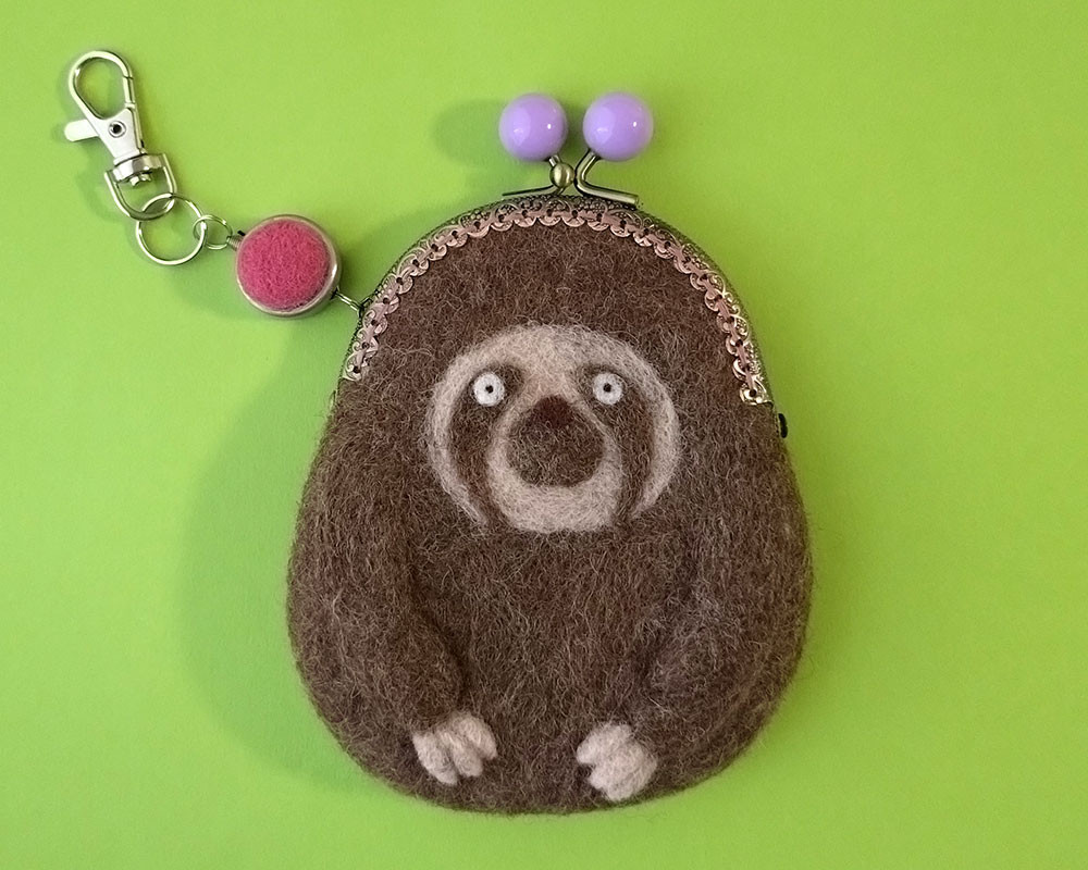 【羊毛フェルト】なまけもの君 パスケース