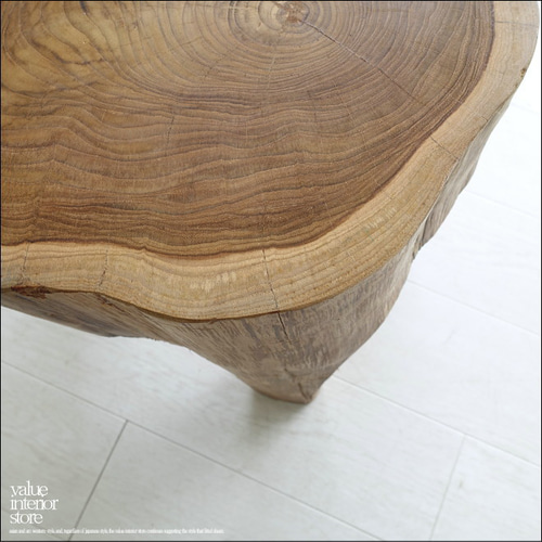 チーク無垢材 削り出しスツールTrin03 イス プリミティブチェア 丸太