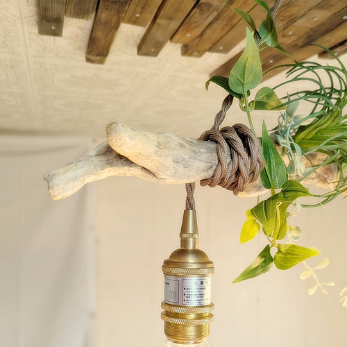 限定1台！ 流木のペンダントライト2灯 RYUKA LED電球セット ｜天井照明