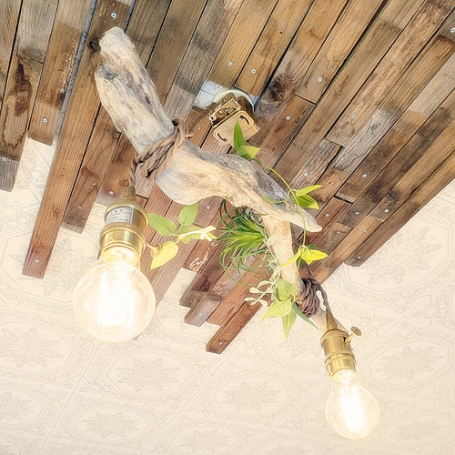 世界に一つだけの 流木のペンダントライト2灯 RYUKA LED電球