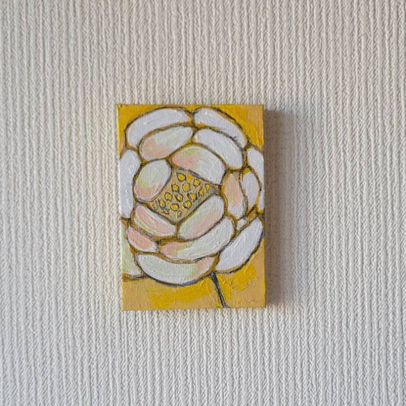 原画 絵画『微笑み』【豆絵】油絵 イーゼル付き 気軽にアート 癒し