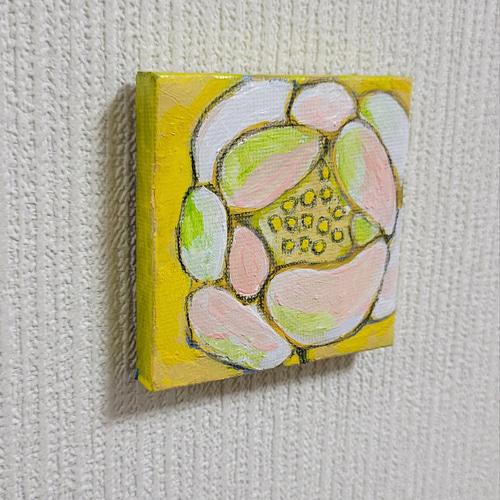 原画 絵画『微笑み』【豆絵】油絵 イーゼル付き 気軽にアート 癒し