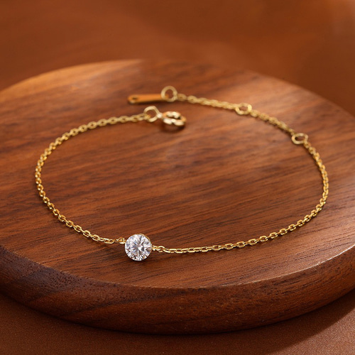 即納】 14kgf 一粒ダイヤ 0.2ct ブレスレット 送料無料 ブレスレット