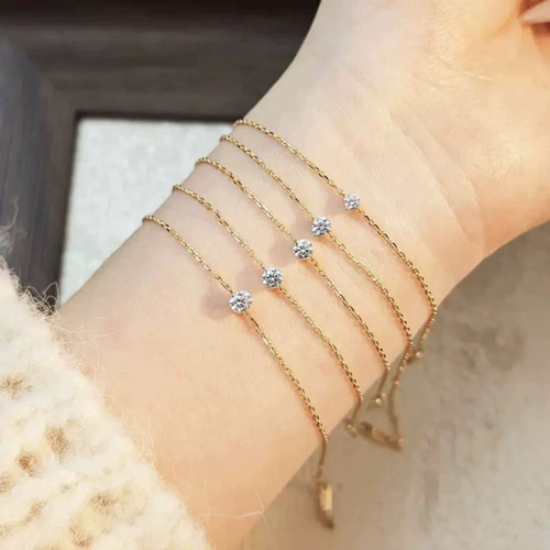 即納】 14kgf 一粒ダイヤ 0.2ct ブレスレット 送料無料 ブレスレット