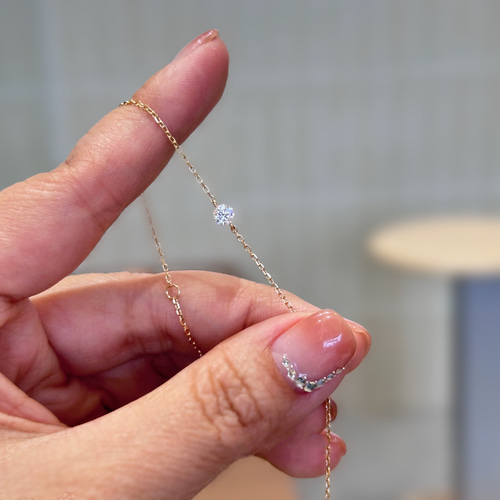 ♢カミュ◆14kgf ブレスレット2点、フープイヤリング2点 即納】 14kgf 一粒ダイヤ 0.2ct ブレスレット 送料無料 ブレスレット