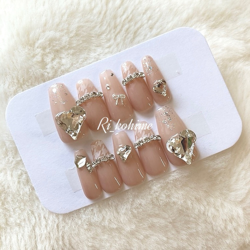 オーダー ネイルチップ ニュアンスフレンチガーリーワンホンy2k