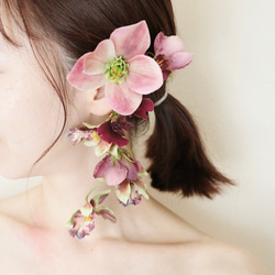 完成品】Blue x Pink x Whiteのフラワーイヤーカフ イヤーカフ fleur