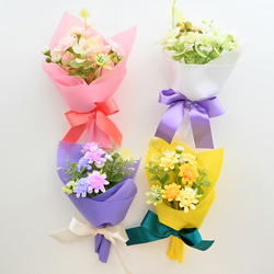 造花のミニ花束【1個からOK】 ミニブーケ  造花の花束 花束 卒業式 結婚式 パーティー  プチギフト　No.2 4枚目の画像