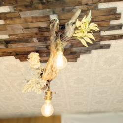 限定1台！ 流木のペンダントライト2灯　RYUYA　LED電球セット　｜天井照明　カフェ/サロン店舗照明 7枚目の画像