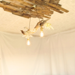 限定1台！ 流木のペンダントライト2灯　RYUYA　LED電球セット　｜天井照明　カフェ/サロン店舗照明 9枚目の画像