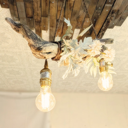 限定1台！ 流木のペンダントライト2灯　RYUYA　LED電球セット　｜天井照明　カフェ/サロン店舗照明 4枚目の画像