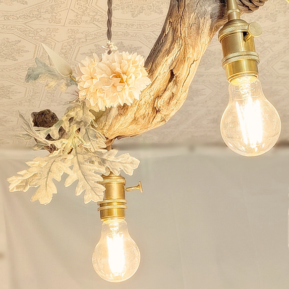 限定1台！ 流木のペンダントライト2灯　RYUYA　LED電球セット　｜天井照明　カフェ/サロン店舗照明 6枚目の画像