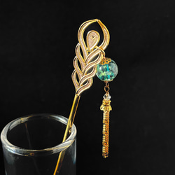 ネックレス 紅のほおずき風ビーズ ロング 和風 鬼灯 ホオズキ ゴールド