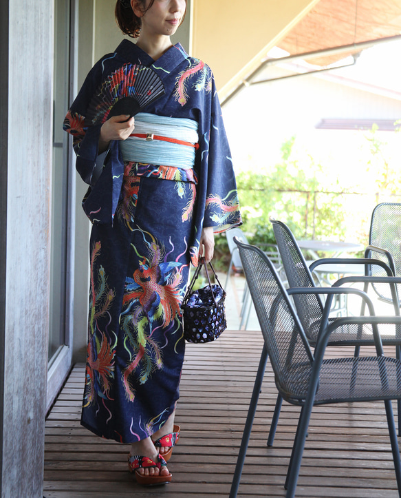 九谷をまとう扇子【KUTANI×KIMONO】鳳凰  同柄収納袋・化粧箱入 10枚目の画像