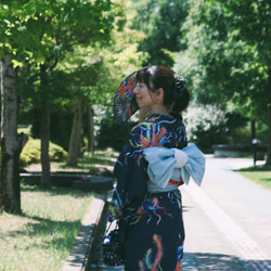 九谷をまとう扇子【KUTANI×KIMONO】鳳凰  同柄収納袋・化粧箱入 12枚目の画像