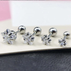 540★星 スター ボディピアス ストレートバーベル片耳 5枚目の画像