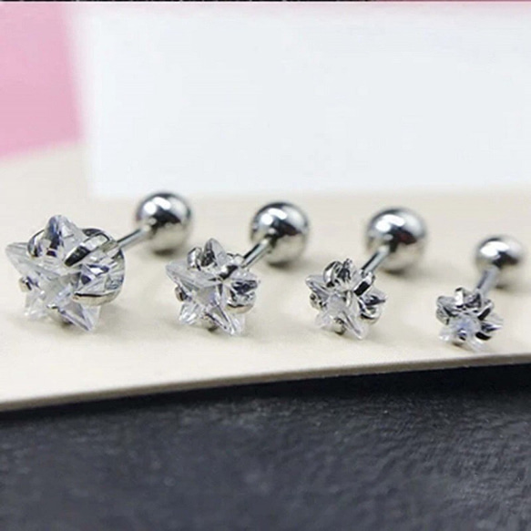 540★星 スター ボディピアス ストレートバーベル片耳 5枚目の画像