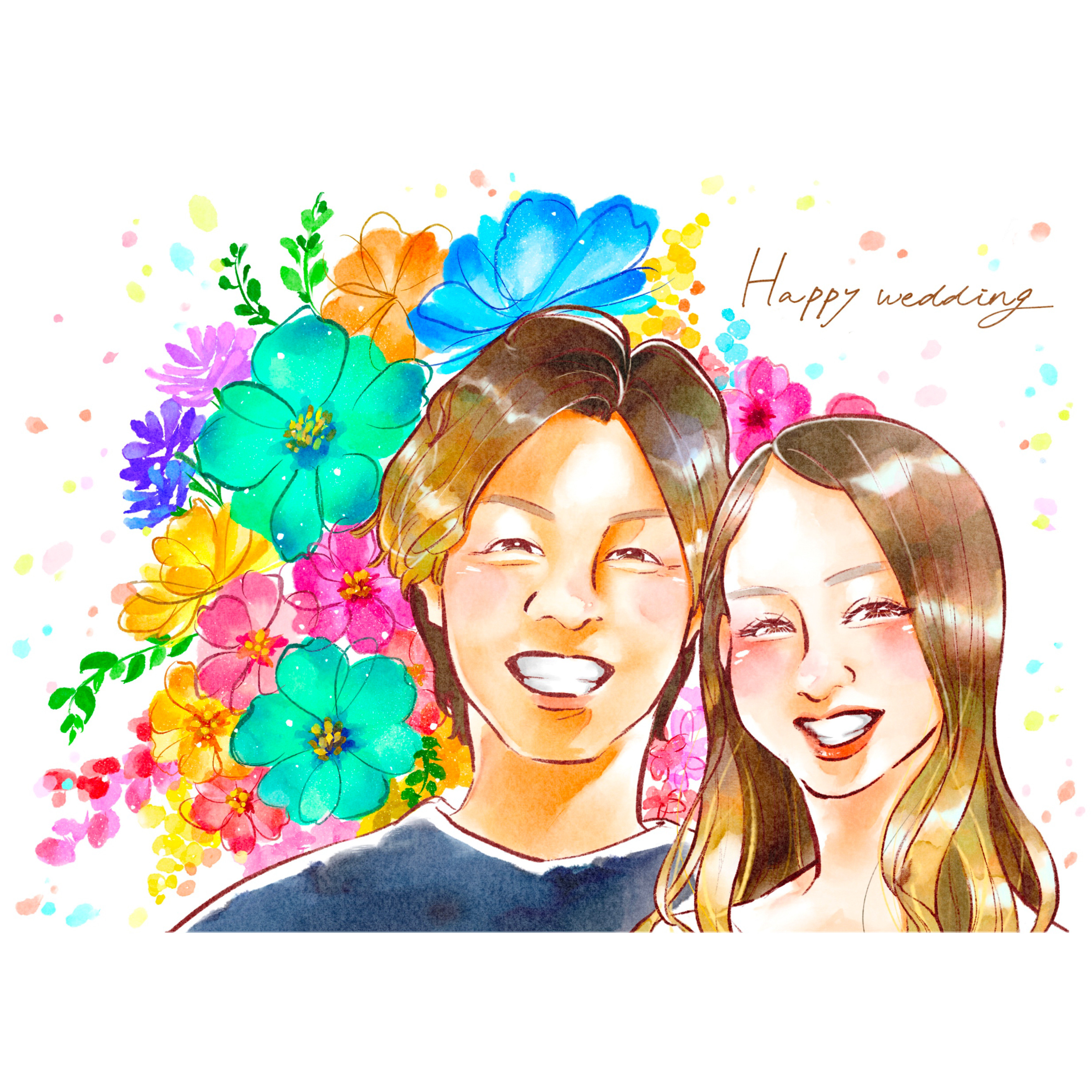 ＼結婚祝いにぴったり✨／ふたりの似顔絵ギフト【フレーム・ラッピング付き】