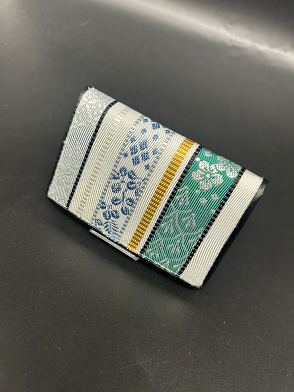 日音衣- ファッション 博多織 帯 ターコイズグリーン×白