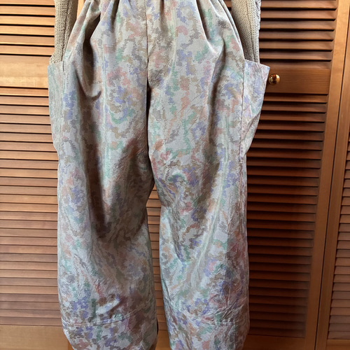 白大島紬の着物から もんぺパンツ 90cm 着物リメイク ロングパンツ