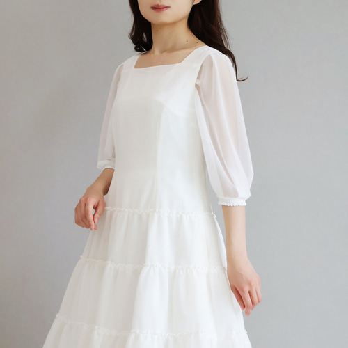 未使用級 ジョリーミニョン 袖口パール付き 異素材パフスリーブプルオーバー 36 二の腕を出したくない方におすすめ！】パフスリーブパワーネット