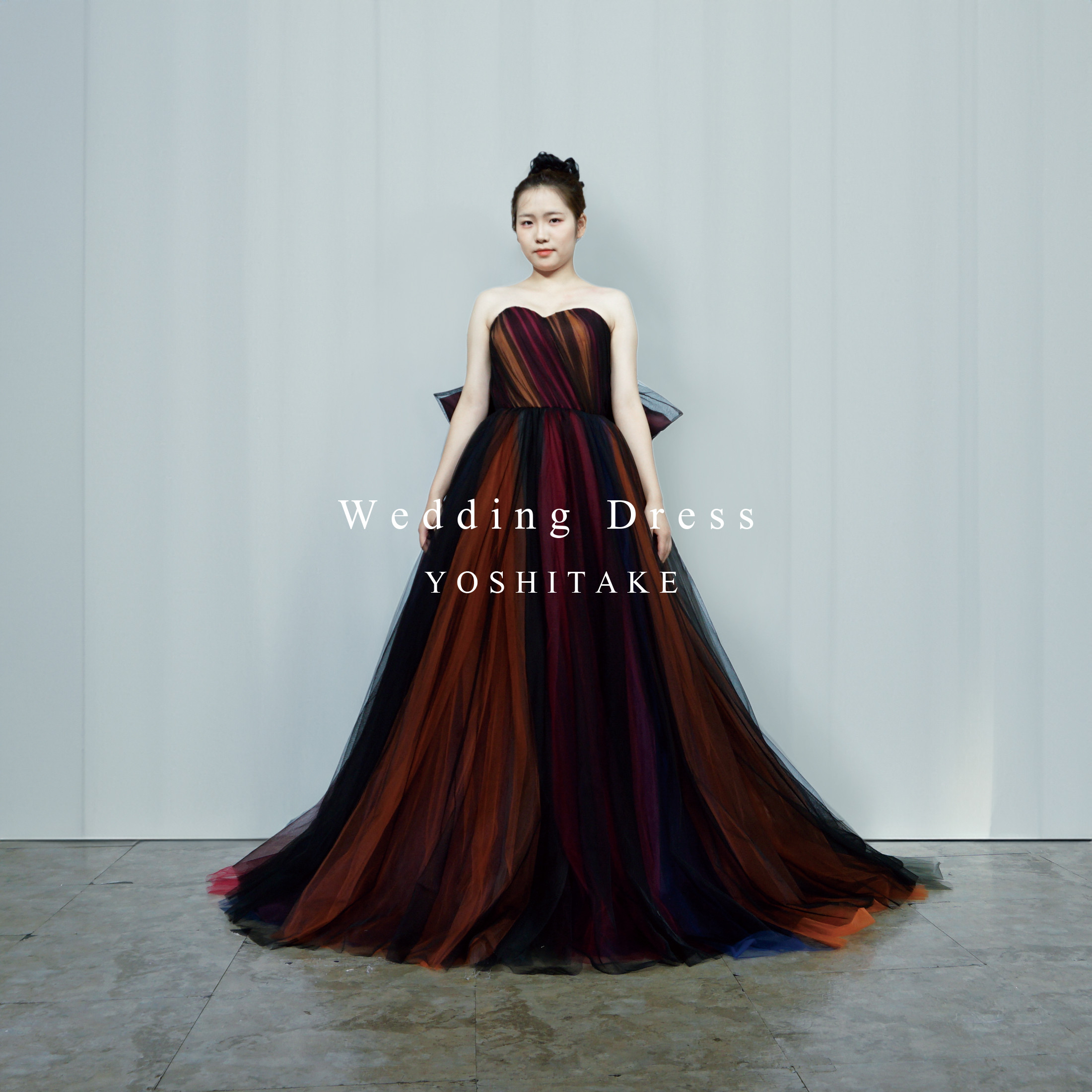 ウエディングドレス.ブラックMIX.チュール.カラードレス.Aライン.Y2585