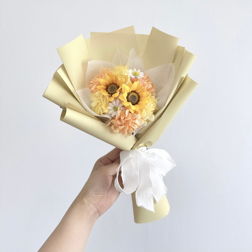 ひまわりの花束 ラッピングブーケ プリザーブドフラワー 花束 誕生日