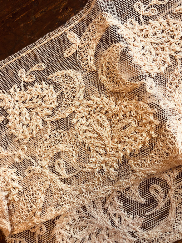 アンティーク ロマンティック コットン刺繍 レース ワッペン 四角リーフ柄×12 アンティーク ロマンティック コットン刺繍 レース ワッペン 四角